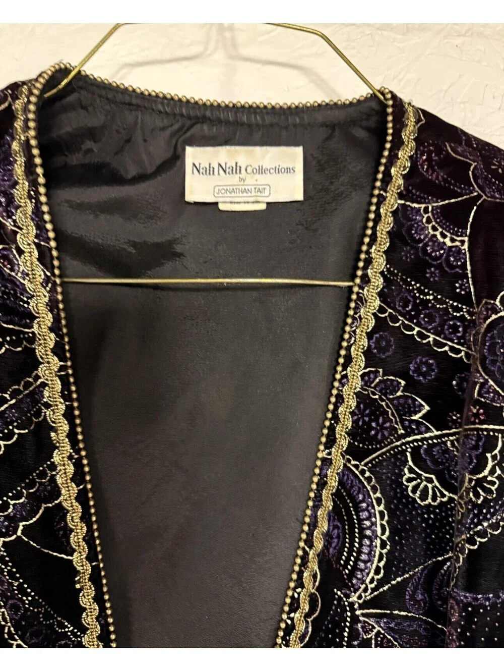 VTG Nah Nah Collections By Jonathan Tait Jacket Size 14 Plum Velvet Gold Lined